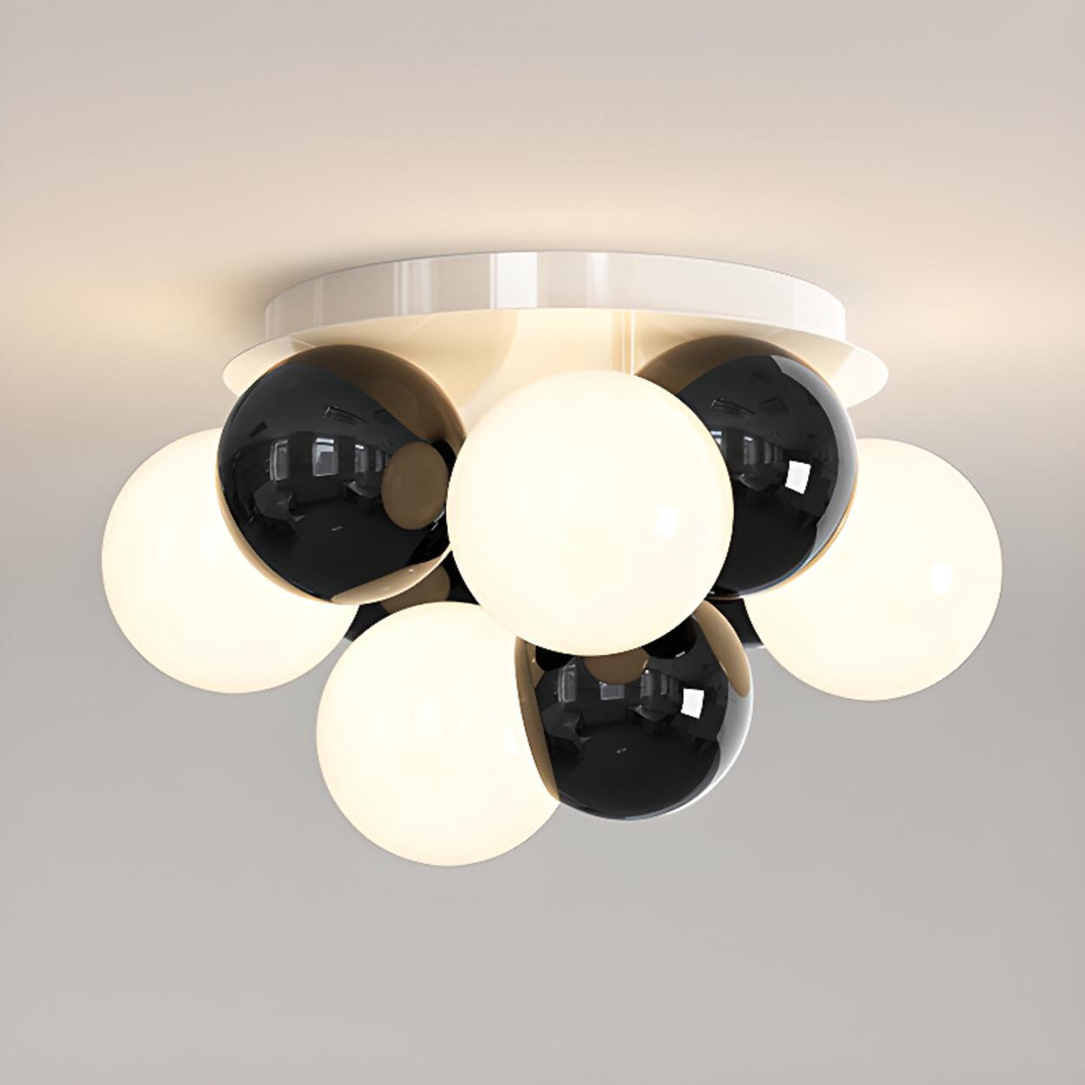 Bedroom White Bubble Sphere Semi-Flush Mount Light Image - 5