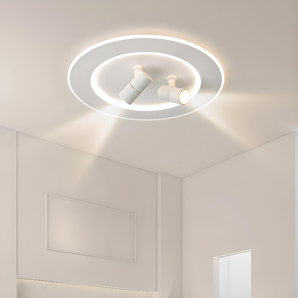 Bedroom White Circle LED Flush Mount Light 2-Spotlight Image - 4