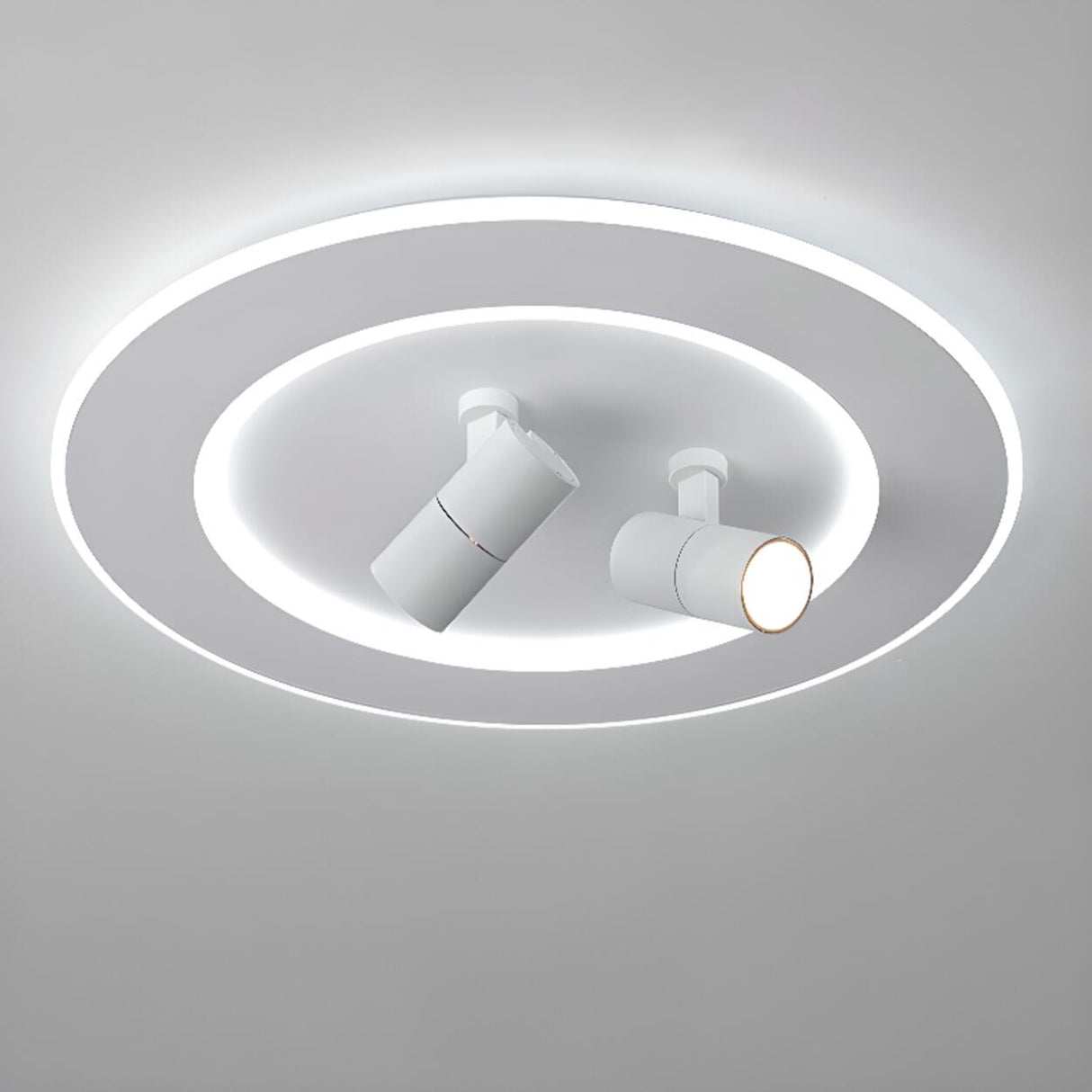 Bedroom White Circle LED Flush Mount Light 2-Spotlight Image - 6