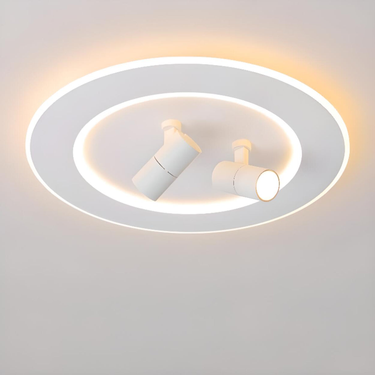 Bedroom White Circle LED Flush Mount Light 2-Spotlight Image - 7