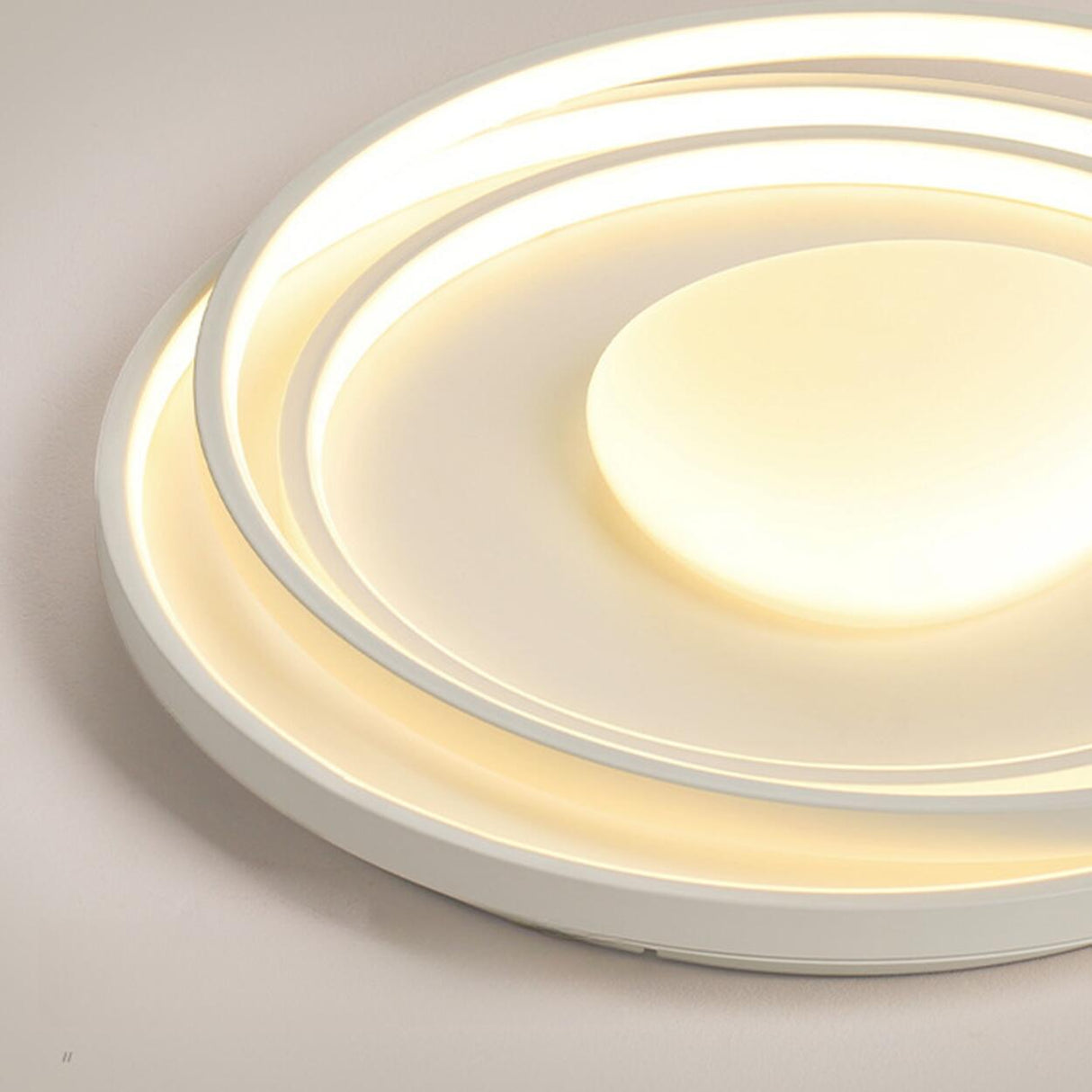 Bedroom White Circle LED Flush Mount Light 4-Light Image - 12