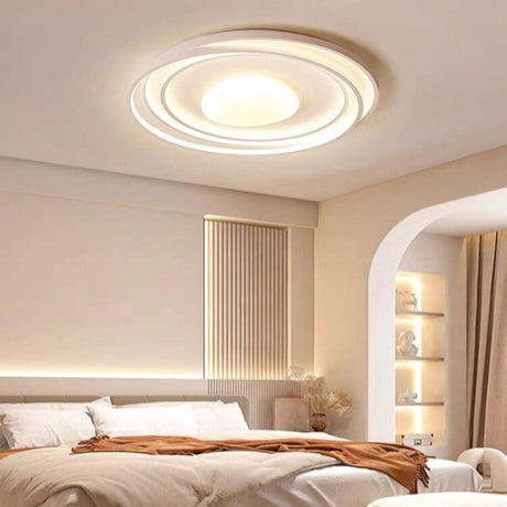 Bedroom White Circle LED Flush Mount Light 4-Light Image - 2