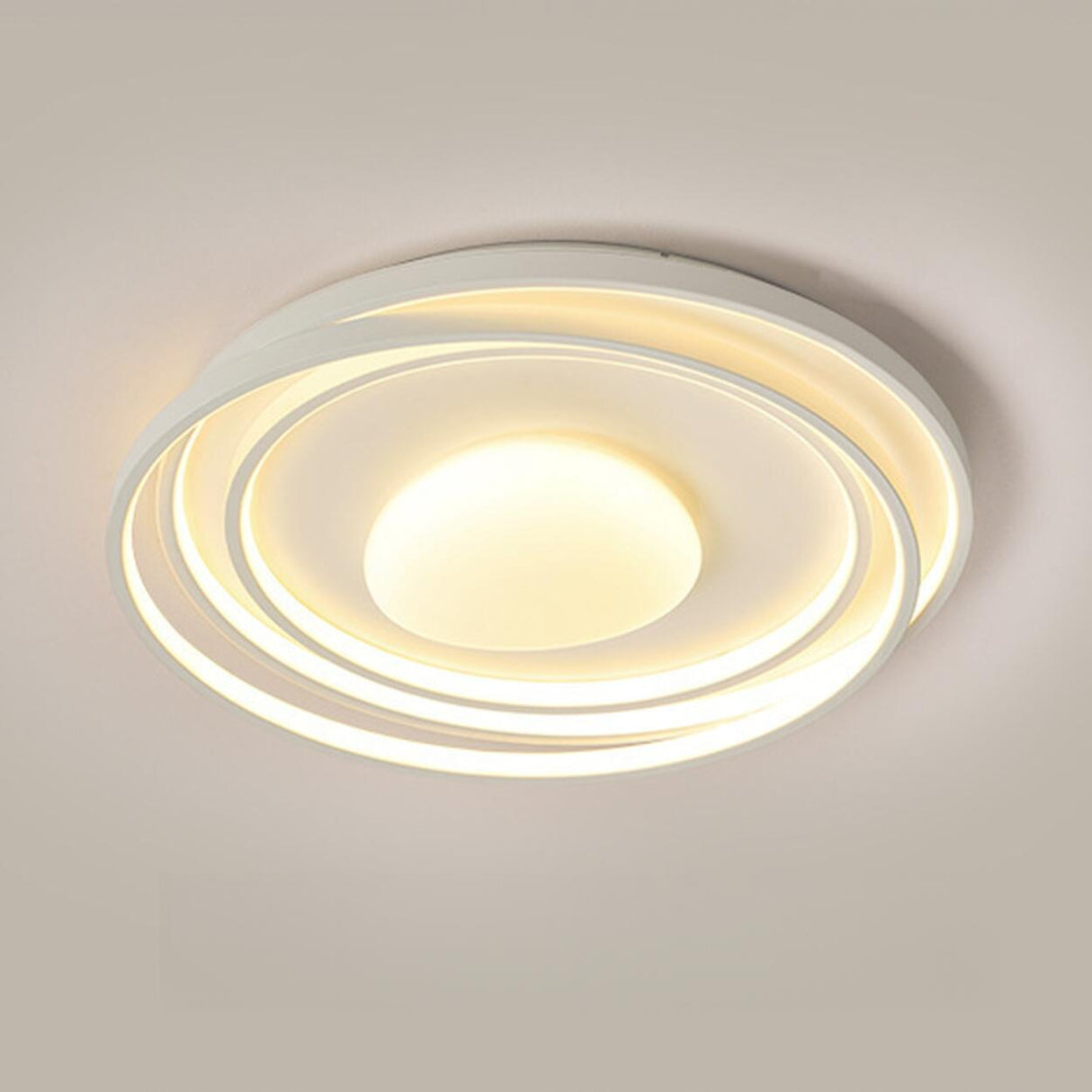 Bedroom White Circle LED Flush Mount Light 4-Light Image - 8