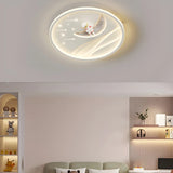 Bedroom White Circle Moon Acrylic LED Flush Mount Light Image - 1