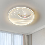 Bedroom White Circle Moon Acrylic LED Flush Mount Light Image - 13