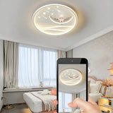 Bedroom White Circle Moon Acrylic LED Flush Mount Light Image - 14