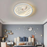 Bedroom White Circle Moon Acrylic LED Flush Mount Light Image - 2