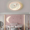 Bedroom White Circle Moon Acrylic LED Flush Mount Light Image - 3