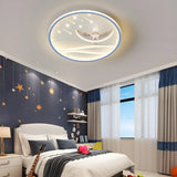 Bedroom White Circle Moon Acrylic LED Flush Mount Light Image - 4