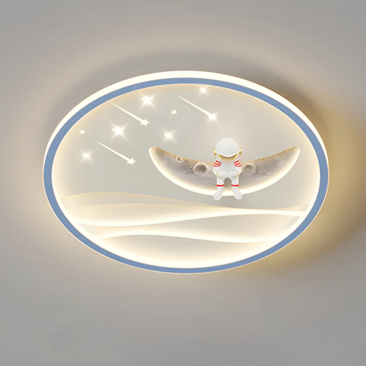 Bedroom White Circle Moon Acrylic LED Flush Mount Light Image - 7