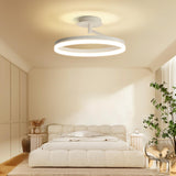 Bedroom White Circular Semi-Flush Mount Ceiling Light Image - 1