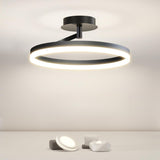 Bedroom White Circular Semi-Flush Mount Ceiling Light Image - 10