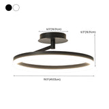 Bedroom White Circular Semi-Flush Mount Ceiling Light #size