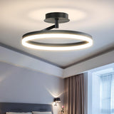 Bedroom White Circular Semi-Flush Mount Ceiling Light Image - 4