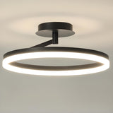 Bedroom White Circular Semi-Flush Mount Ceiling Light Image - 6