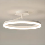 Bedroom White Circular Semi-Flush Mount Ceiling Light Image - 7