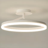 Bedroom White Circular Semi-Flush Mount Ceiling Light Image - 8