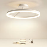 Bedroom White Circular Semi-Flush Mount Ceiling Light Image - 9