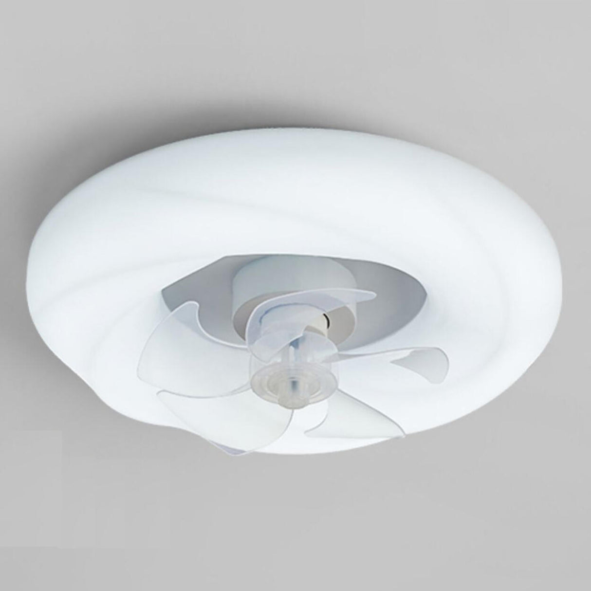 Bedroom White Cloud Flush Mount Ceiling Fan with Light Image - 10