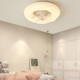 Bedroom White Cloud Flush Mount Ceiling Fan with Light Image - 2