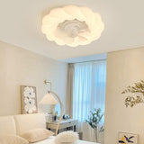 Bedroom White Cloud Flush Mount Ceiling Fan with Light Image - 3