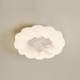 Bedroom White Cloud Flush Mount Ceiling Fan with Light Image - 7