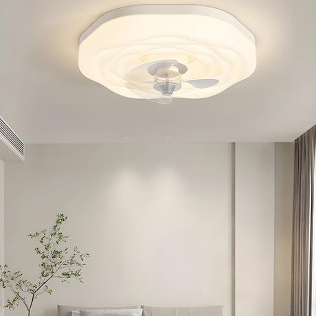 Bedroom White Cloud Recessed Ceiling Fan with LED Light Image - 1