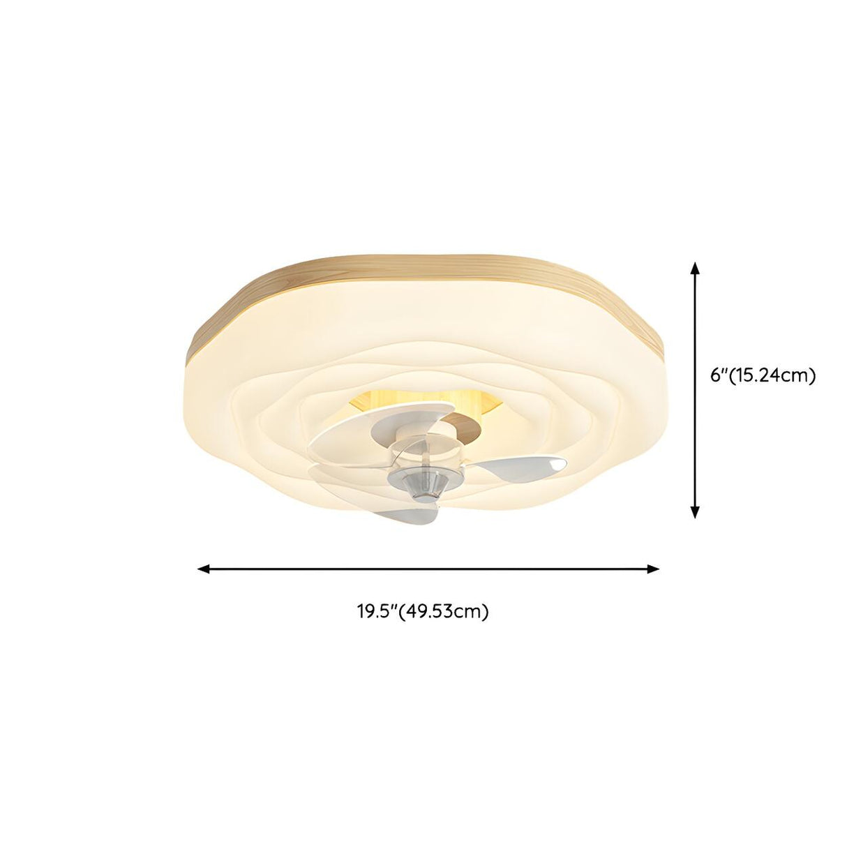 Bedroom White Cloud Recessed Ceiling Fan with LED Light 