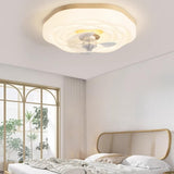 Bedroom White Cloud Recessed Ceiling Fan with LED Light Image - 2