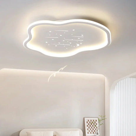 Bedroom White Cloud Starry Silica Gel Flush Mount Light Image - 1