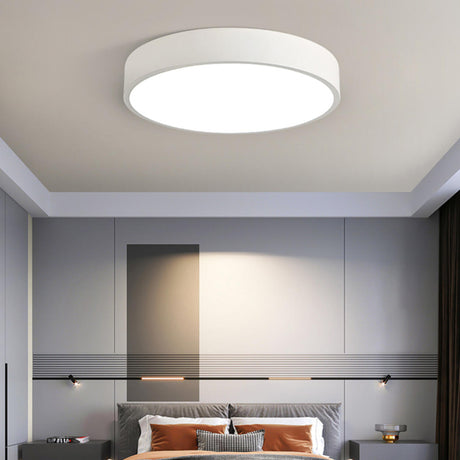 Bedroom White Cylinder Flush Mount Ceiling Fixture Image - 1