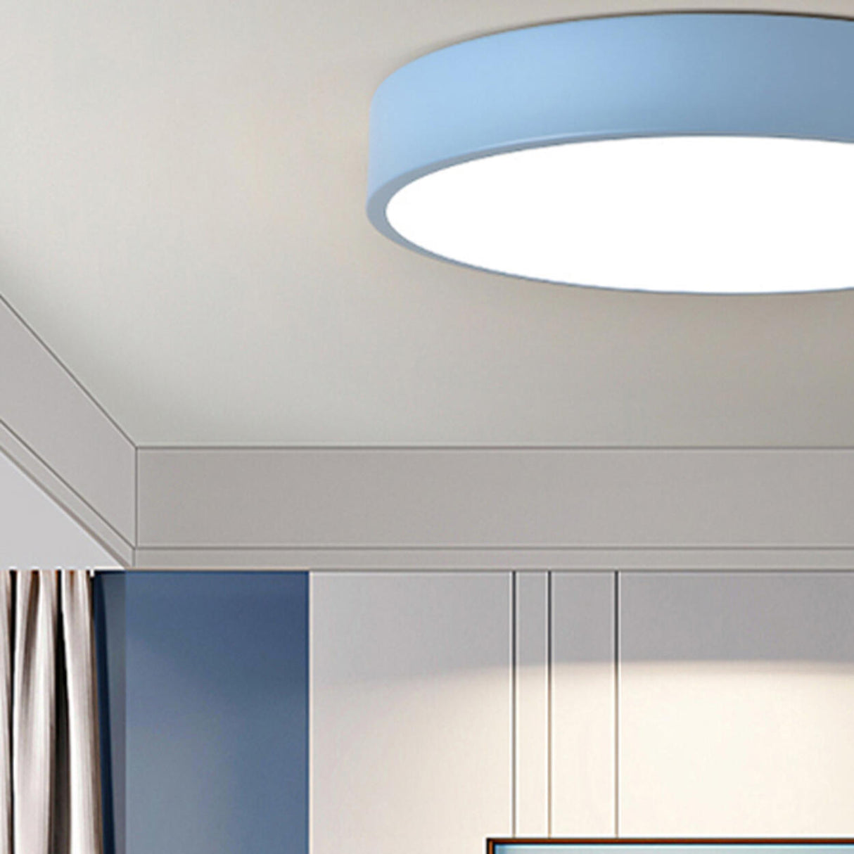 Bedroom White Cylinder Flush Mount Ceiling Fixture Image - 12