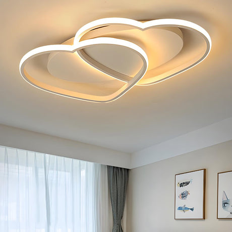 Bedroom White Double Heart Flush Mount Ceiling Light Image - 1