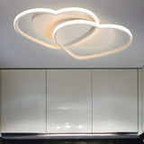 Bedroom White Double Heart Flush Mount Ceiling Light Image - 2