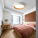 Bedroom White Drum Circle Flush Mount Ceiling Light Image - 1