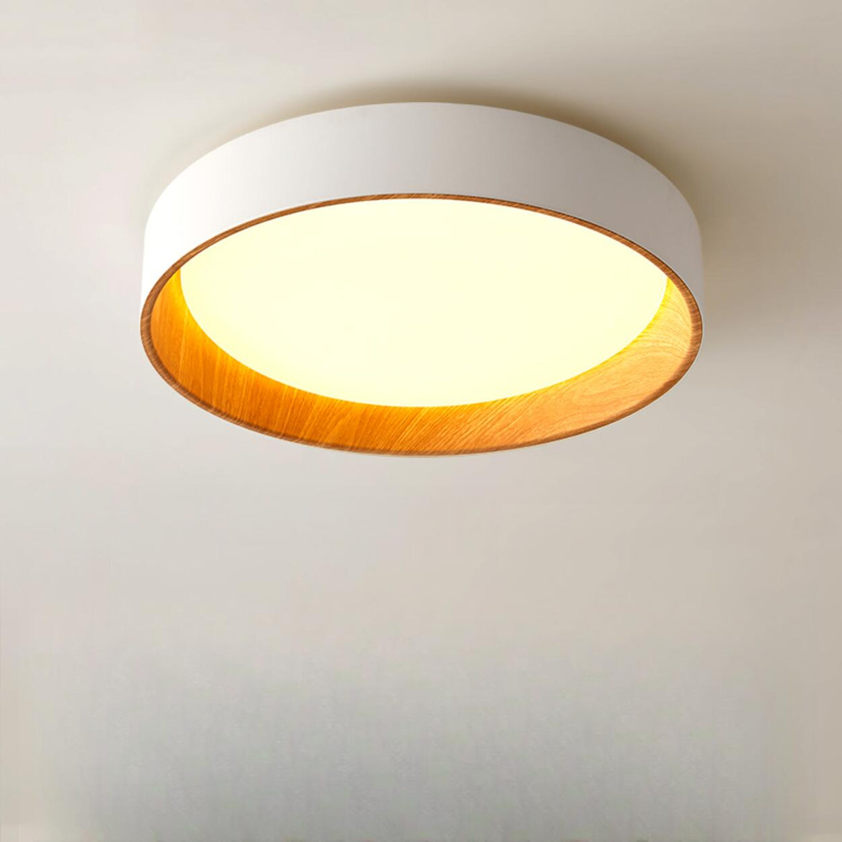 Bedroom White Drum Circle Flush Mount Ceiling Light Image - 11