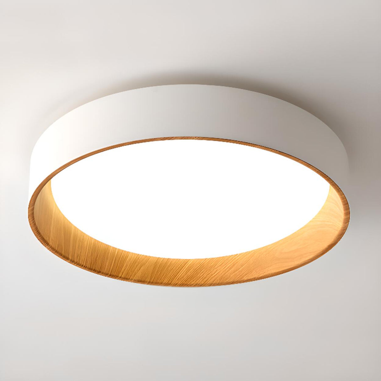 Bedroom White Drum Circle Flush Mount Ceiling Light Image - 12