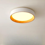 Bedroom White Drum Circle Flush Mount Ceiling Light Image - 2