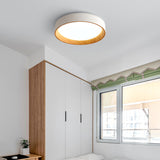 Bedroom White Drum Circle Flush Mount Ceiling Light Image - 3