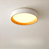 Bedroom White Drum Circle Flush Mount Ceiling Light Image - 4