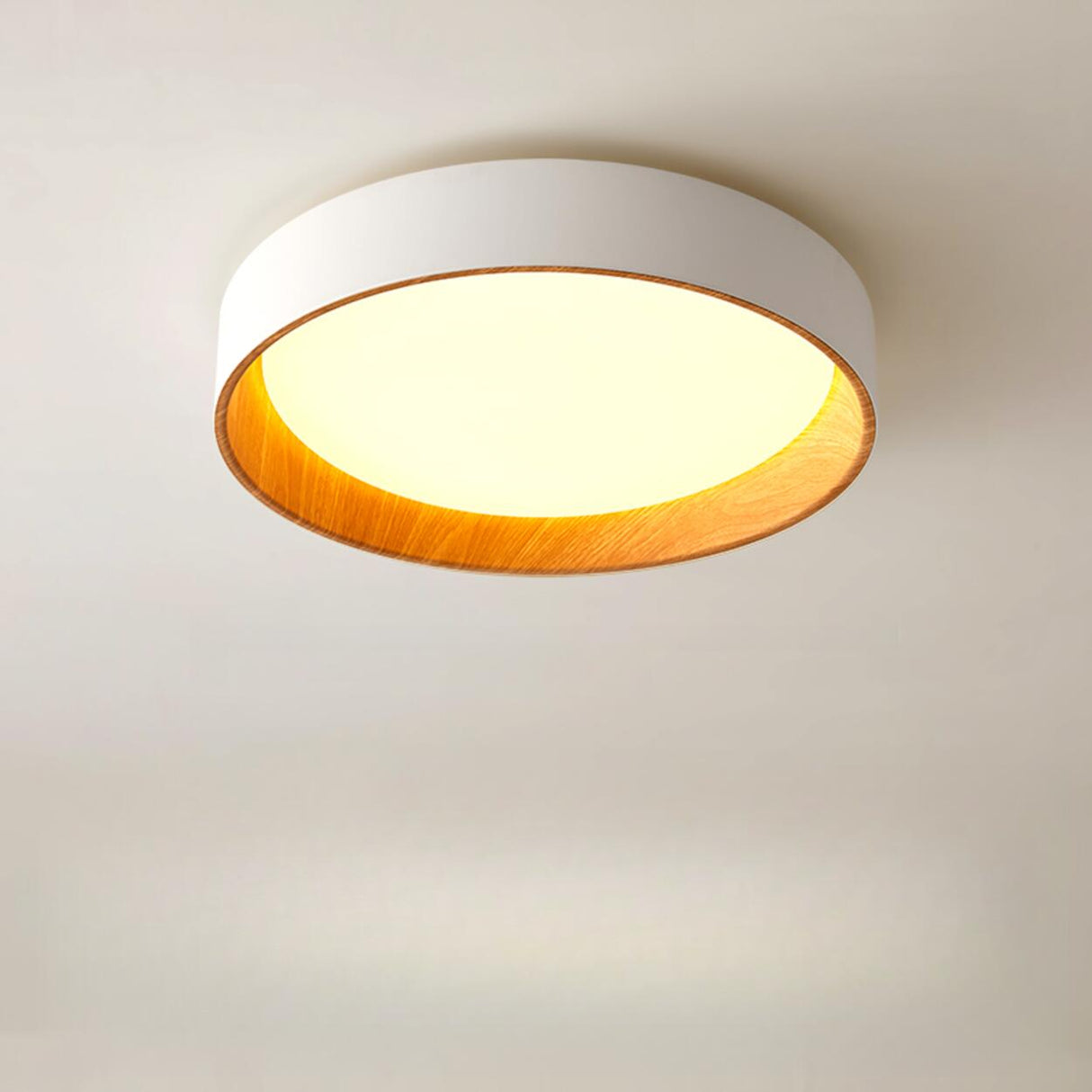 Bedroom White Drum Circle Flush Mount Ceiling Light Image - 6