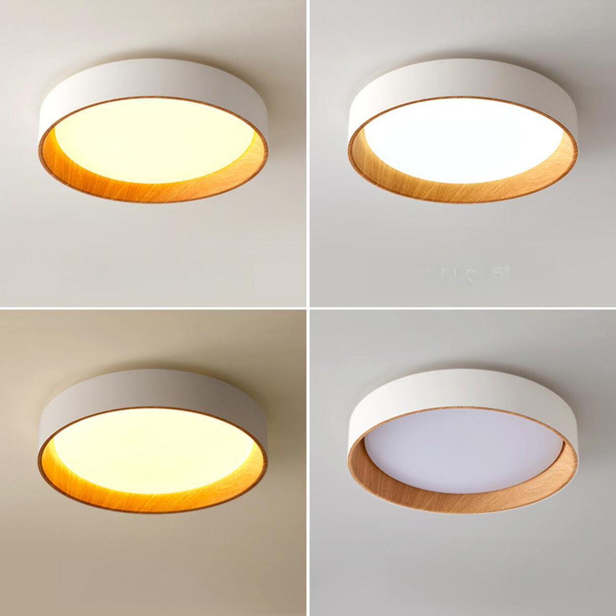 Bedroom White Drum Circle Flush Mount Ceiling Light Image - 8