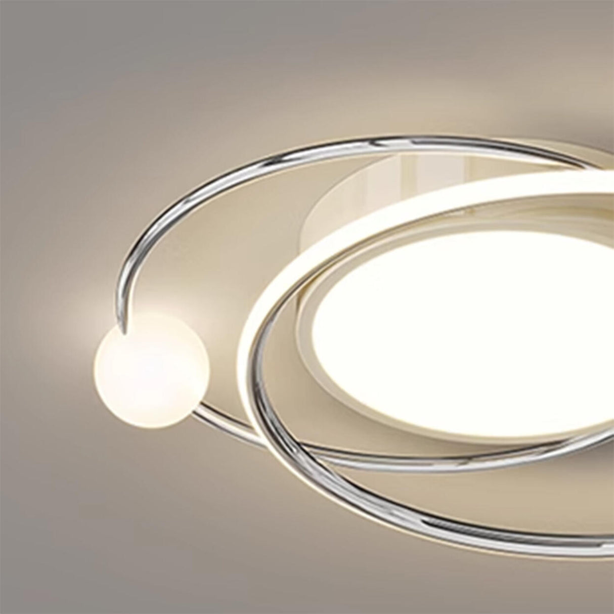 Bedroom White Dual-Circle LED Flush Mount Ceiling Light Image - 10