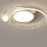 Bedroom White Dual-Circle LED Flush Mount Ceiling Light Image - 2