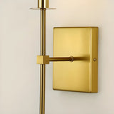 Bedroom White Fabric Cylinder Shade Gold Wall Sconce Image - 12