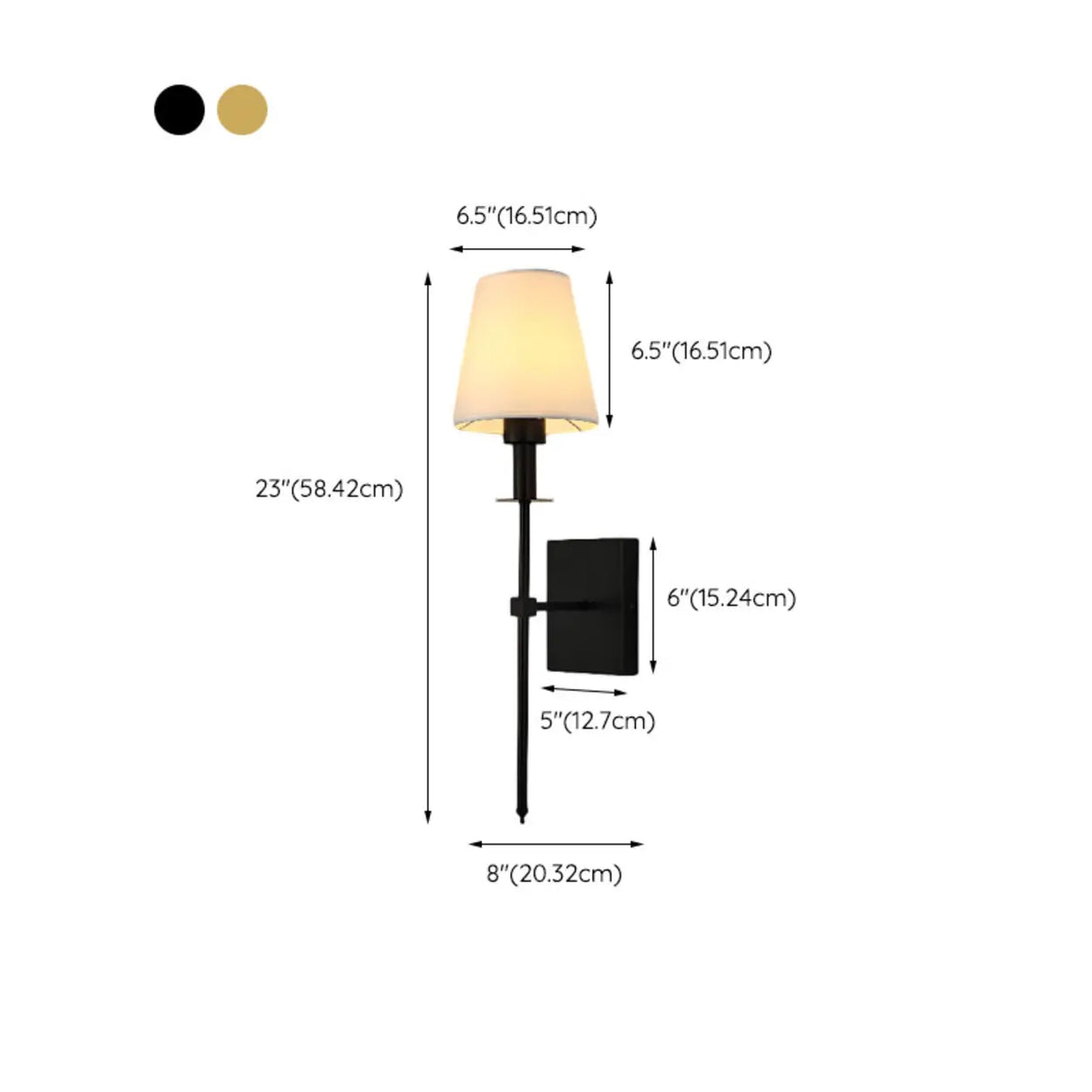 Bedroom White Fabric Cylinder Shade Gold Wall Sconce 