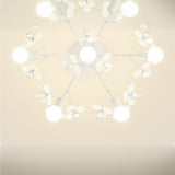 Bedroom White Floral Crystal Semi-Flush Mount Light Image - 10