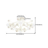 Bedroom White Floral Crystal Semi-Flush Mount Light #size