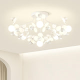 Bedroom White Floral Crystal Semi-Flush Mount Light Image - 2