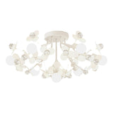 Bedroom White Floral Crystal Semi-Flush Mount Light Image - 7